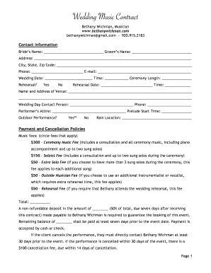 Wedding Music Contract