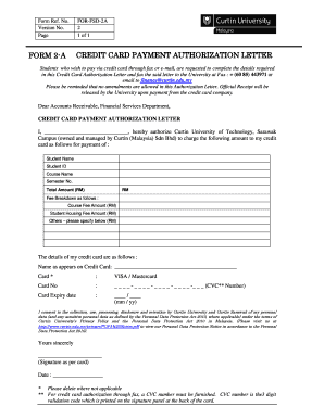 Credit Card Payment Authorization Letter