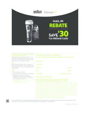 Braun Father’s Day Walmart Rebate Form