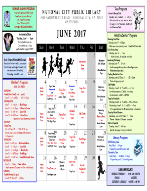 June 2017 Calendar - City of National City