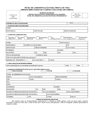 FICHA DE APRESENTAÇÃO PARA PROVA DE VIDA