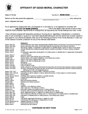 Affidavit of Good Moral Character