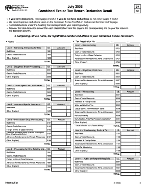 Washington State Combined Excise Tax Return Deduction Detail