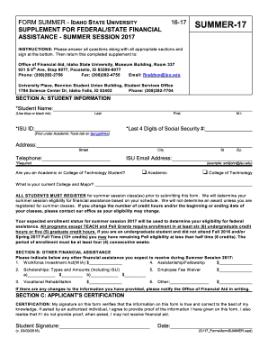 Idaho State University Summer Financial Aid Supplement