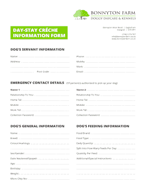 Dog Servant Information Form