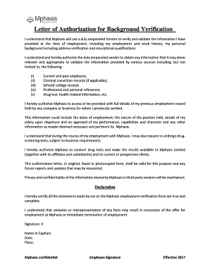 Letter of Authorization for Background Verification