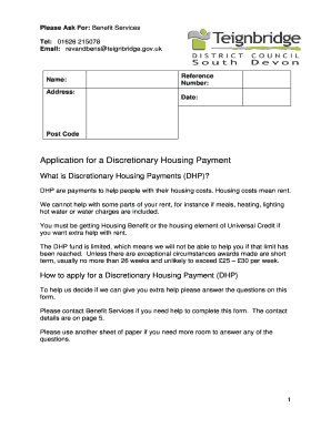 Discretionary Housing Payment Application