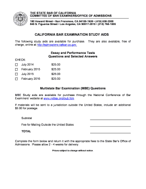 California Bar Examination Study Aids Order Form