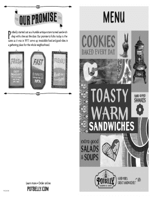 Potbelly Sandwich Shop Order Form