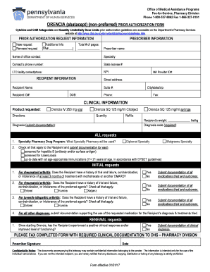 Orenica Prior Authorization Form