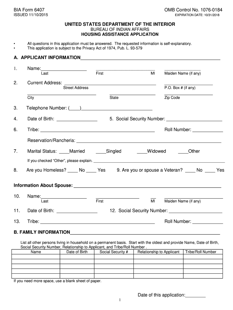 bia housing application Preview on Page 1