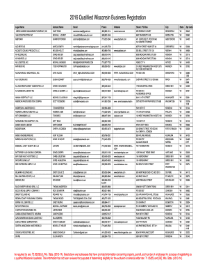 2016 Qualified Wisconsin Business Registration