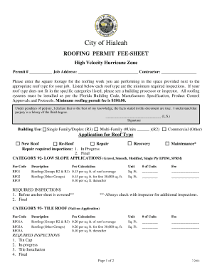 Florida High-Velocity Hurricane Zone Roofing Permit Application