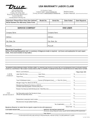 Warranty Labor Claim Form