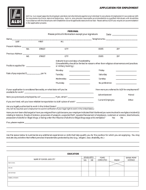 ALDI Employment Application Form