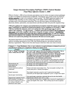 Tamper Resistant Prescription Pad/Paper (TRPP) Federal Mandate ...