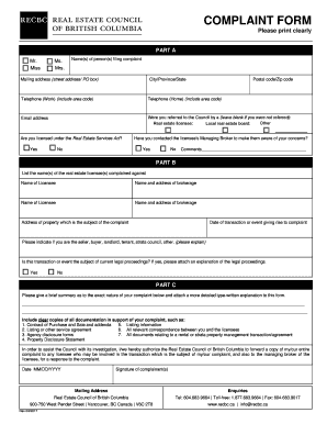 Real Estate Complaint Form