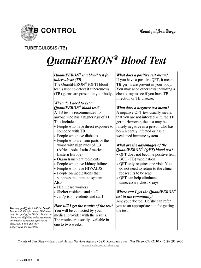 Fillable Online QuantiFERON Blood Test Fax Email Print pdfFiller