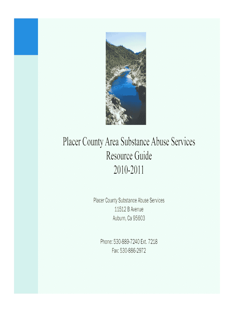 Fillable Online Placer County Area Substance Abuse Services Resource Guide ... Fax Email Print ...