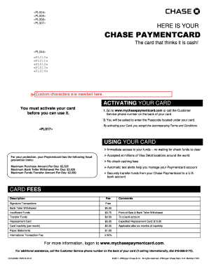 Fillable Online Fillable CHASE PAYMENTCARD Fax Email Print - pdfFiller