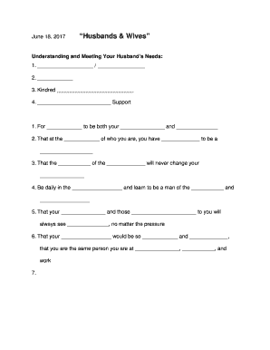 Husbands and Wives Needs Form
