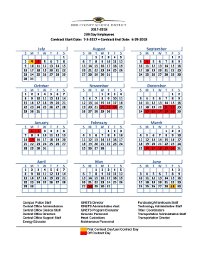 Fillable Online FY18 Employee Work Day Calendar 5-25-17.xlsx Fax Email ...