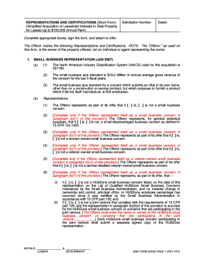 Representations and Certifications Form