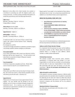 Orchard Park Dermatology Patient Registration Form
