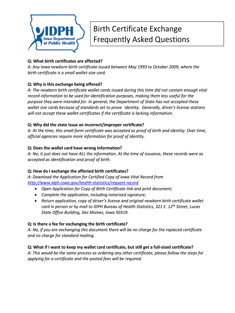 Fillable Online Wallet Card Birth Certificate Exchange Fax Email Print