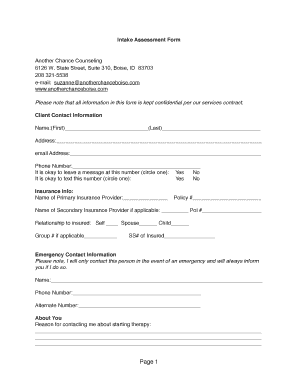 Intake Assessment Form