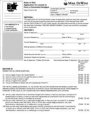 Ohio Concealed Handgun License Application
