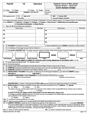 New Jersey Family Support Order