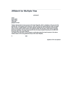 Affidavit for Multiple Visa