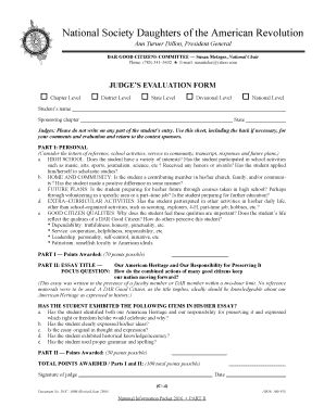 DAR Good Citizen Judges Evaluation Form