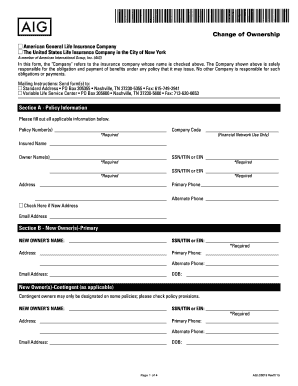 Change of Ownership Form