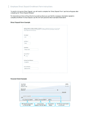 Fillable Online Employee Direct Deposit Enrollment Form Instructions ...