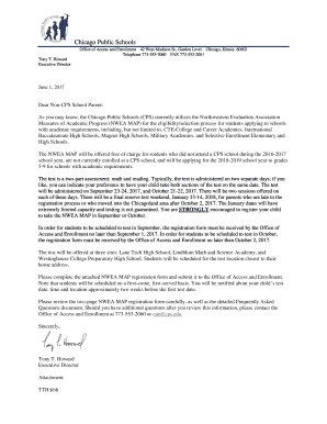 Chicago Public Schools NWEA MAP Registration Form