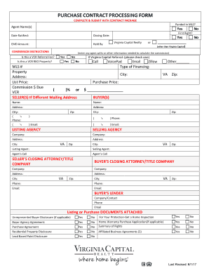Purchase Contract Processing Form
