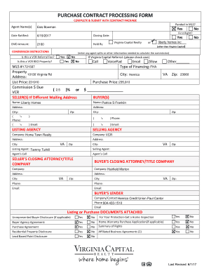 Purchase Contract Processing Form