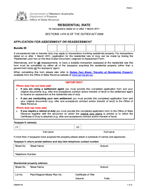 Residential Rate Application Form