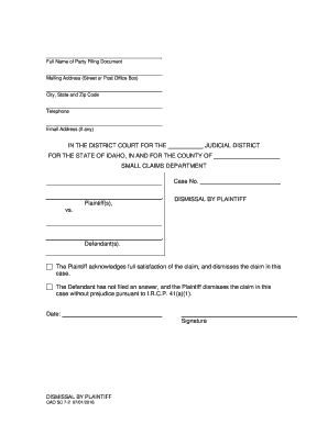 Dismissal by Plaintiff Form