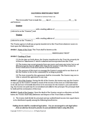California Irrevocable Trust Form