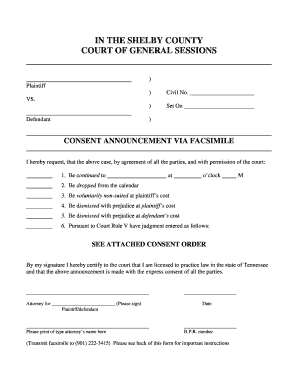 Consent Announcement via Facsimile