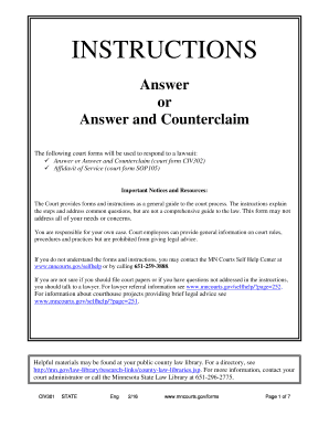 Minnesota Answer or Answer and Counterclaim Form