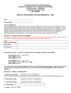 Maryland Dental Hygienist License Renewal Form