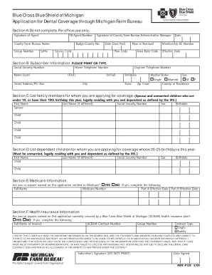 Michigan Farm Bureau Dental Coverage Application