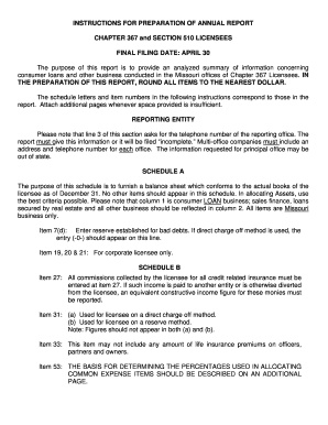 Missouri Annual Report for Chapter 367 Licensees