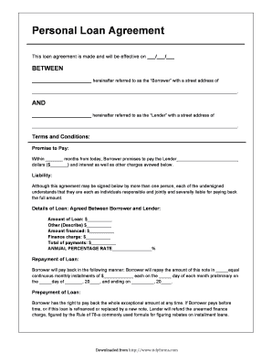 Personal Loan Agreement Template