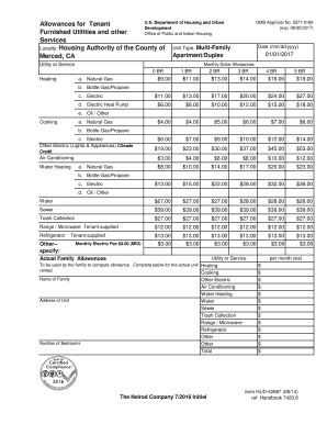 HUD-52667 Tenant Utility Allowance Form