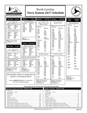 Fillable Online Ferry Schedule - NCDOT Fax Email Print - pdfFiller